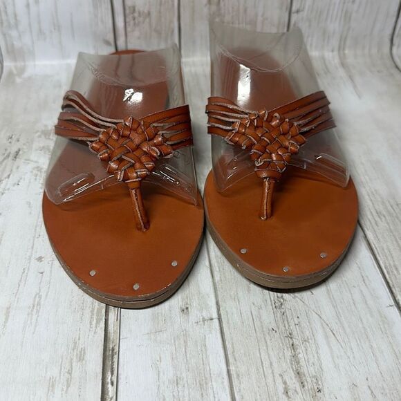 American Eagle AE Braided Leather Flip Flops Sandals Thongs Slip on Shoes Size 6 - Picture 3 of 7